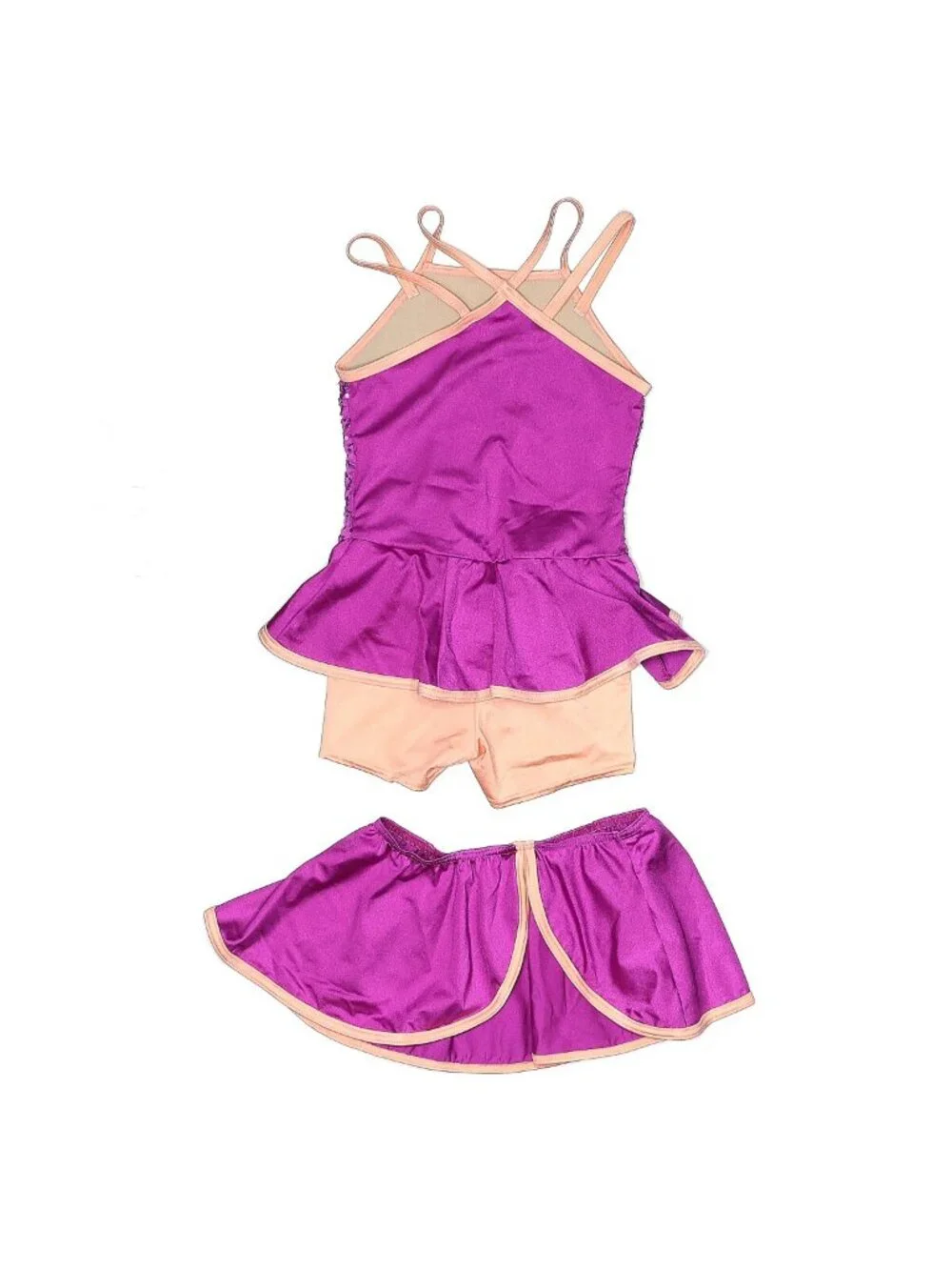 Girl Weissman Hello Song 12454 Purple Peplum Skirt Biketard Dance Costume Sz S 6